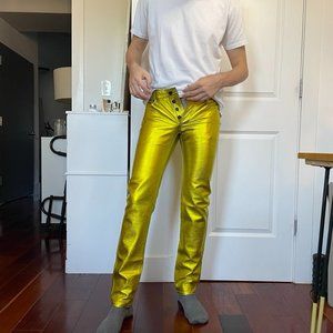 Burberry Prorsum Leather Metallic Pants